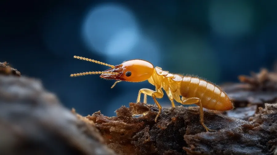 Termite en gros plan sur du bois, diagnostic termites